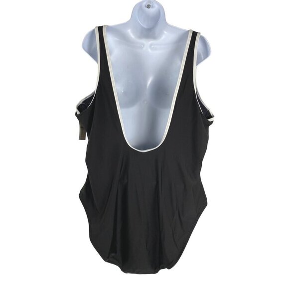 Old Navy One Piece Swimsuit 3X Black White Trim‎ 1/2 Zip Solid  NWT SW-1887 - Picture 4 of 10